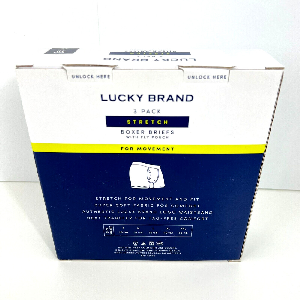 Lucky Brand 3 Pack Men Knit Boxer Briefs with Fly Pouch Cotton Underwear Size XL - Picture 12 of 16